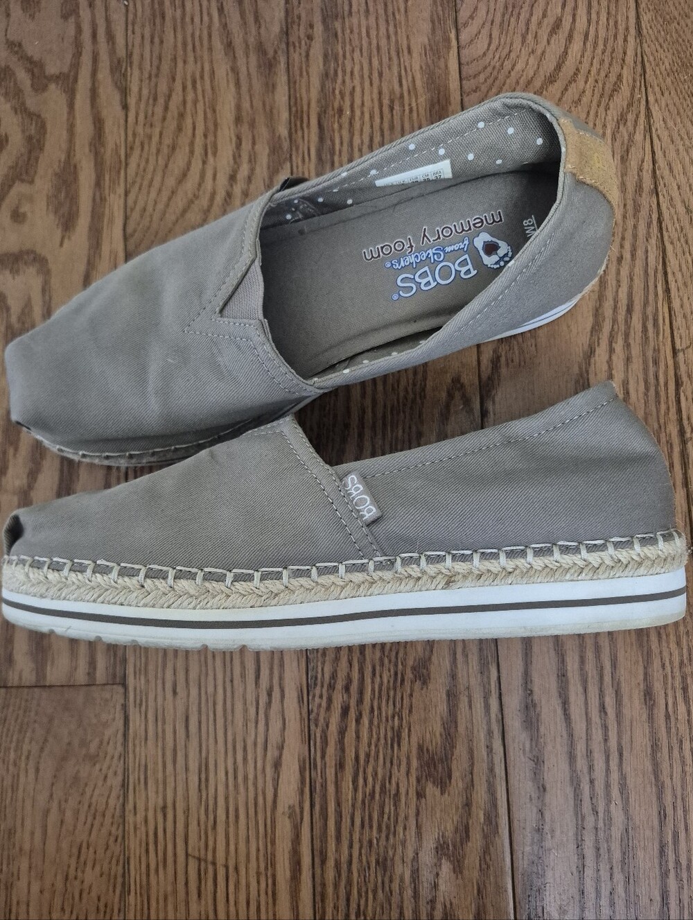 BOBS from Skechers Flexpadrille Espadrille Slip-On Flats Taupe Olive Women’s 8
